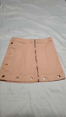 For Love & Lemons Peach Grommet Mini Skirt with Front Zipper